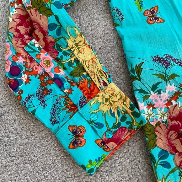 Soft Surroundings Floral Butterfly Shirt Dress Get Ready for Spring MEDIUM - Picture 8 of 9